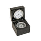 Black Square Wood Box with Clock & Compass