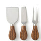 Three cheese knives with wood  handles 