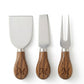 3-Piece Cheese Knife Set - Stainless Steel & Dark Acacia Wood