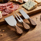3-Piece Cheese Knife Set - Stainless Steel & Dark Acacia Wood