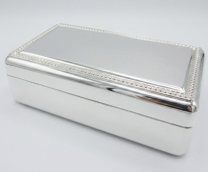 Rectangular Beaded Edge Lift-Top Jewelry Box