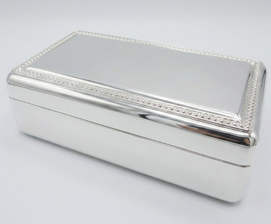 Rectangular Beaded Edge Lift-Top Jewelry Box
