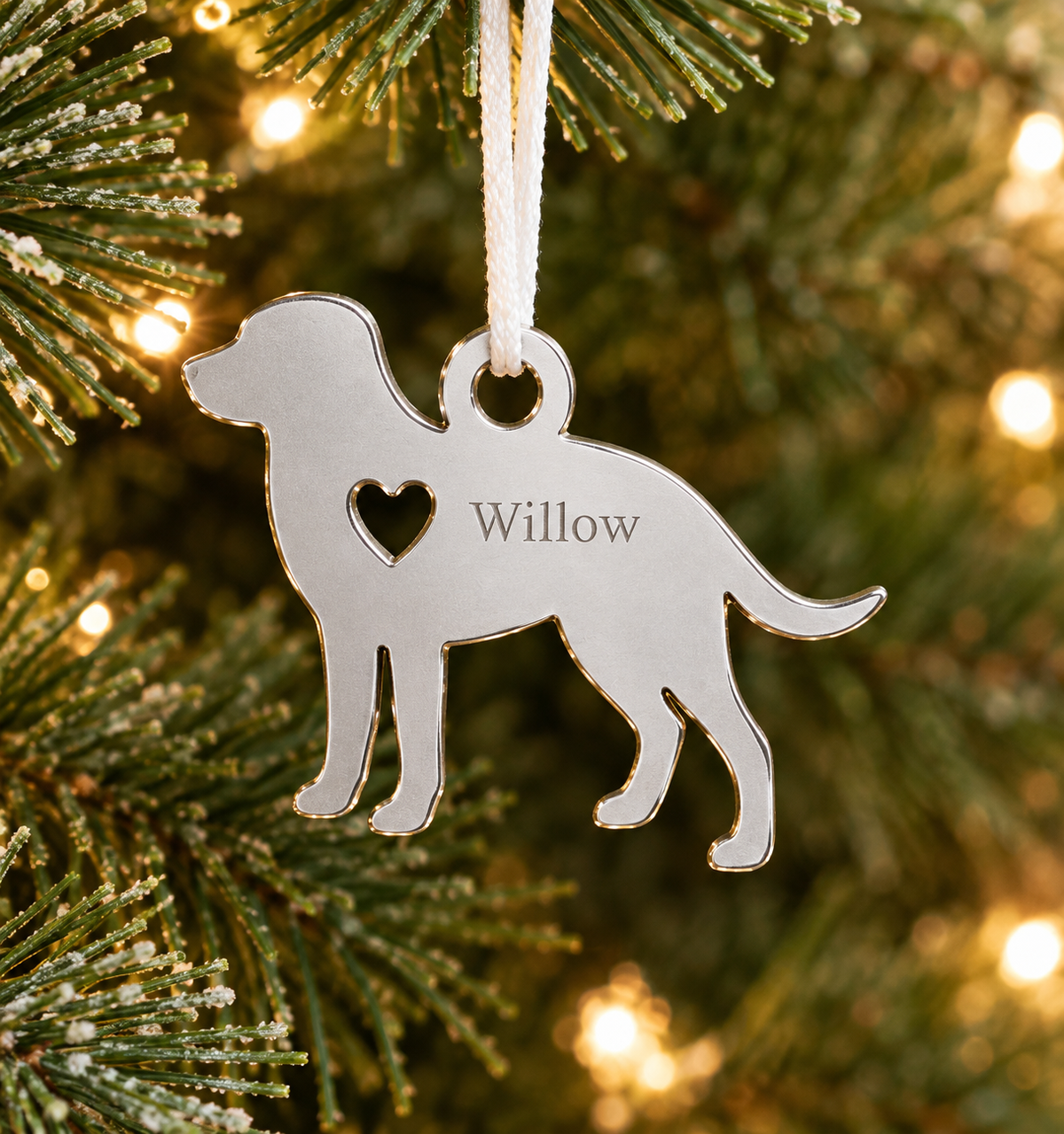 Dog Ornament w/White Tassel
