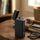 Flameless Flip Top Lighter in matte black with dual arc USB rechargeable, windproof, and eco-friendly design, a compact pocket lighter perfect for candles and cigars, making a practical Father’s Day gift for everyday use.
