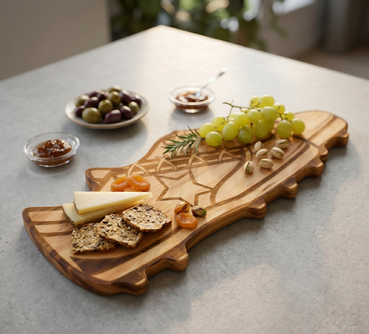 Golf shoes-shaped wood board, 7.5" x 18", a unique Father's Day gift for golfers, perfect for serving snacks, charcuterie, or displaying in a golf-themed kitchen.