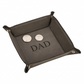 Grey Leatherette Snap Tray, 5-inch square valet tray with snap corners, perfect for organizing keys, coins, and everyday essentials. A practical Father's Day gift for dads who appreciate a tidy space.