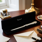 Silver-plated 8-inch letter opener with an ornate King's pattern handle, presented in a black velveteen gift box, making a distinguished Father's Day gift.