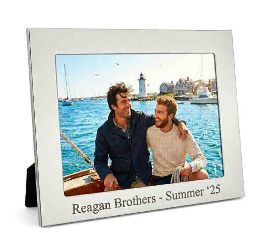 Oxford 4 inch x 6 inch photo frame with a bright metal finish and timeless design, ideal for displaying cherished photos and can be personalized for a special touch.