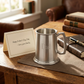Personalized 16 oz pewter tankard with a satin matte non-tarnish finish, classic handle, and unique glass bottom. Made in England and gift boxed, making a thoughtful Father's Day gift for dads who appreciate traditional drinkware.