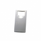 Rectangular stainless steel bottle opener with a sleek nickel-plated, non-tarnish finish, designed for home bars and on-the-go use, making it a useful Father's Day gift. 