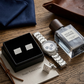 Personalized rectangular cuff links, thoughtful Father's Day gift for dads, husbands, and professionals, perfect for business attire and special occasions.