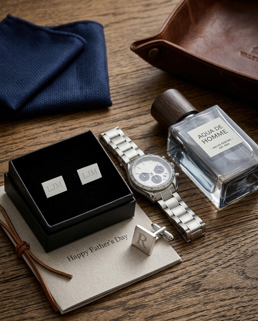 Personalized rectangular cuff links, thoughtful Father's Day gift for dads, husbands, and professionals, perfect for business attire and special occasions.