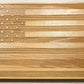 American Flag-shaped acacia wood serving board in a natural brown finish, designed for charcuterie, cheese, fruit, or appetizers, and suitable for personalization as a unique gift.