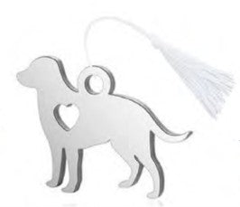 Dog Ornament w/White Tassel
