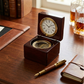 Personalized clock and compass wooden box in rosewood finish, a unique Father's Day gift and keepsake for Dad.