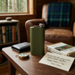 Green stainless steel pocket flask with a sleek, compact design and 6 oz capacity, a practical and stylish Father's Day gift for carrying favorite beverages on the go.