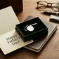 Stainless steel whistle keychain with a polished non-tarnish finish and gift box packaging, making it a unique Father's Day gift.