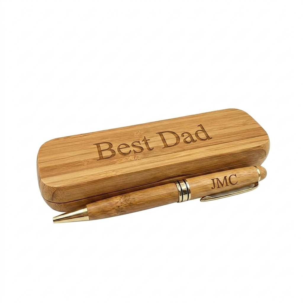 Wood Pen and Box Set featuring a sleek wooden pen and storage box, making a meaningful Father's Day gift for fathers, grandfathers, mentors, and professionals.