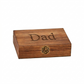 Wood box whiskey stone set engraved with "Dad," featuring reusable chilling stones and accessories, thoughtful Father's Day gift for whiskey lovers and bourbon enthusiasts.