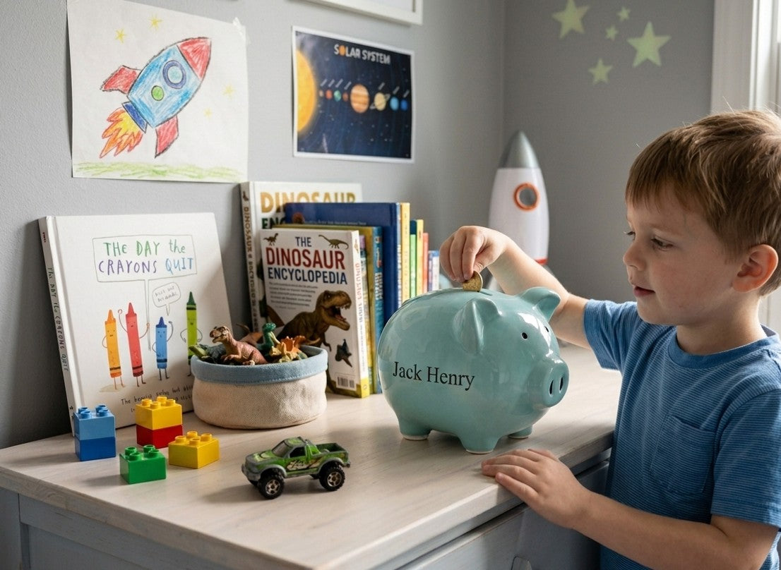 Blue XL Piggy Ceramic Bank