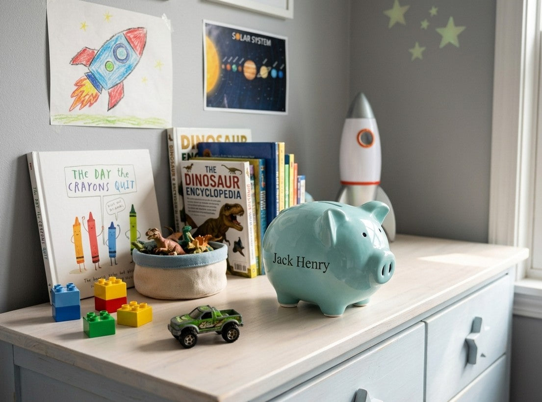 Blue XL Piggy Ceramic Bank