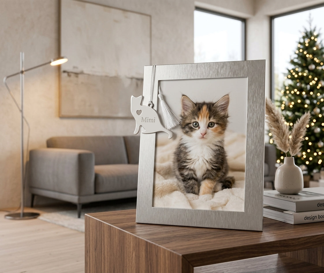 Cat Ornament w/White Tassel
