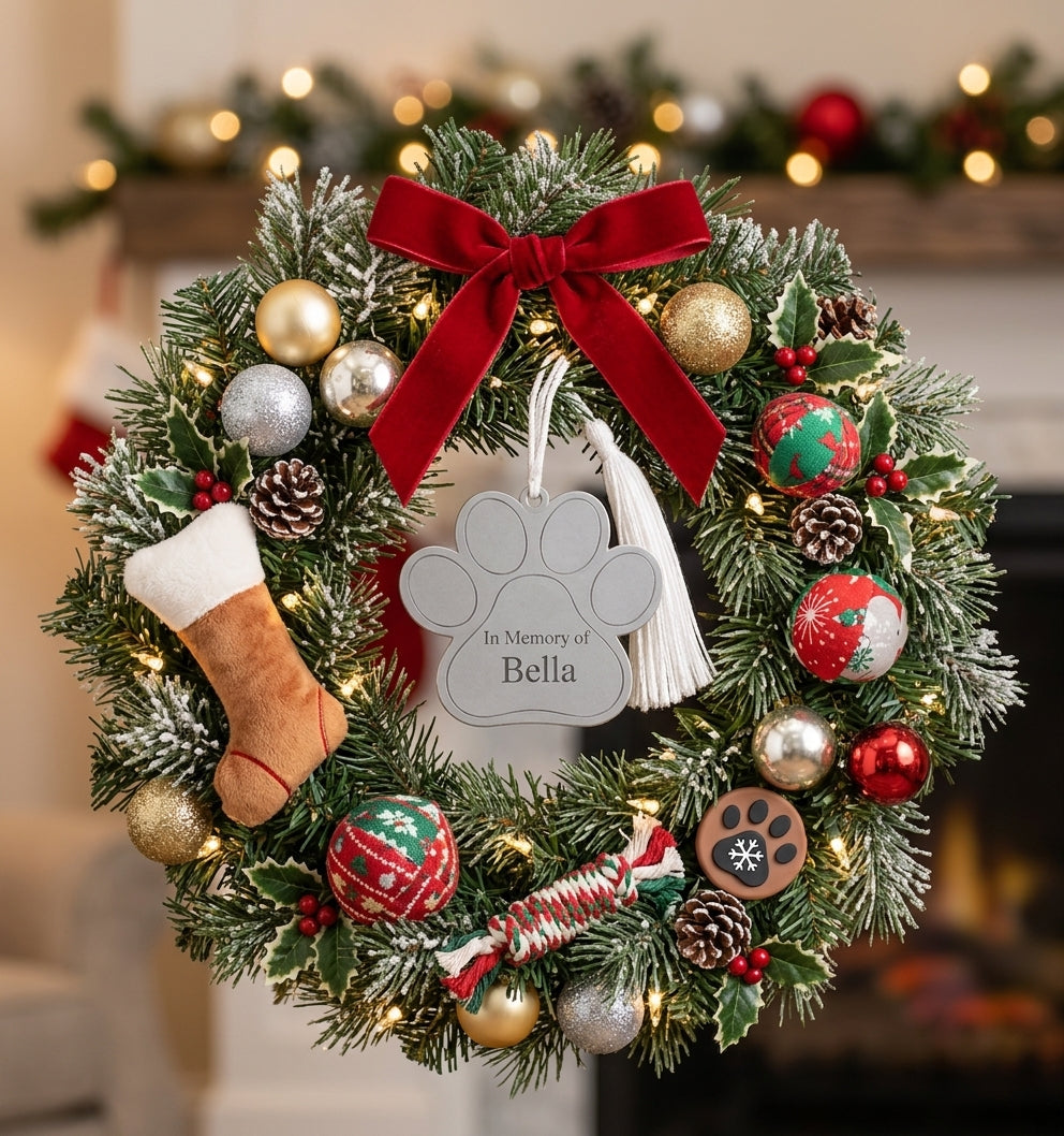 Dog Paw Ornament w/White Tassel