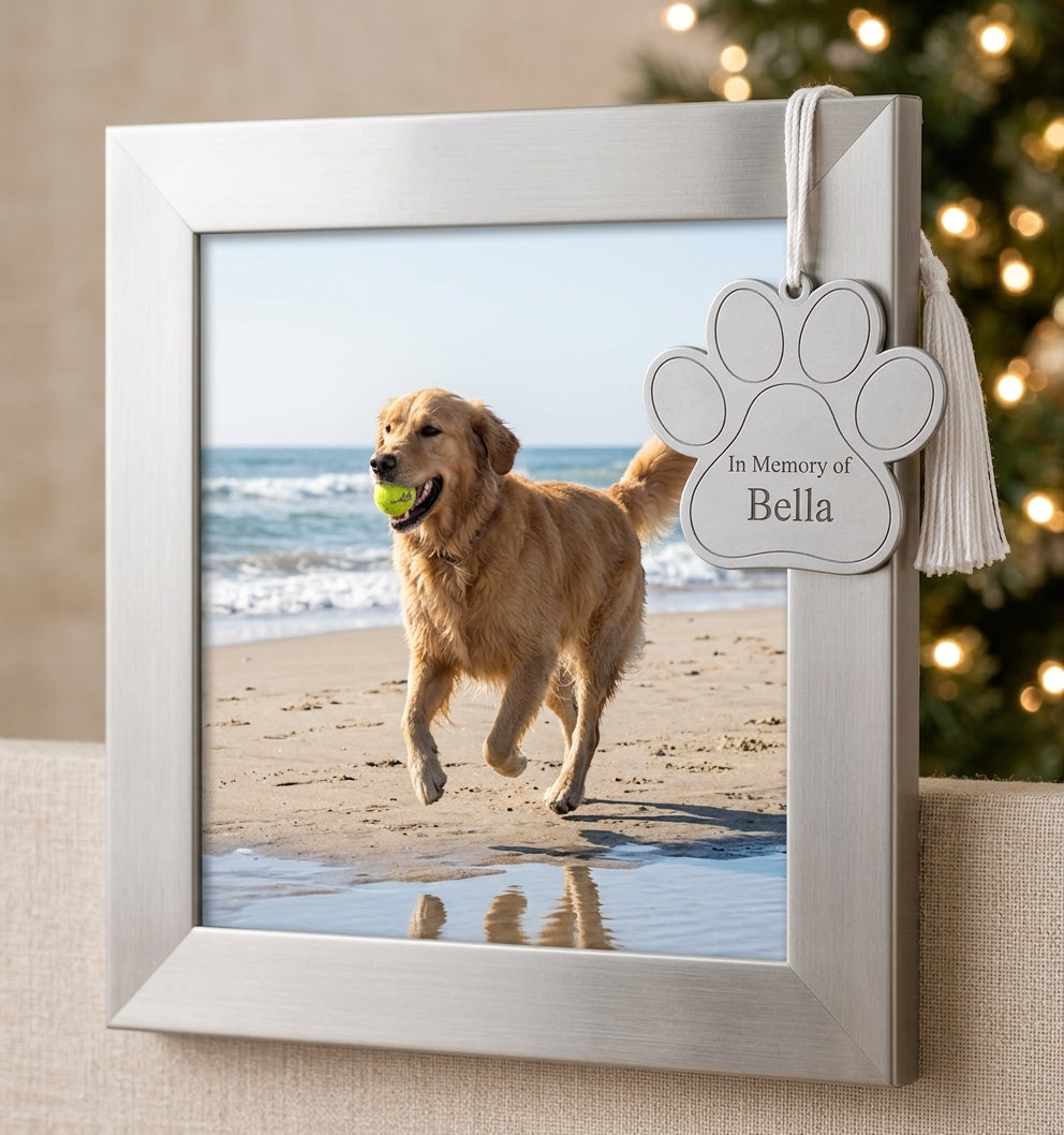 Dog Paw Ornament w/White Tassel