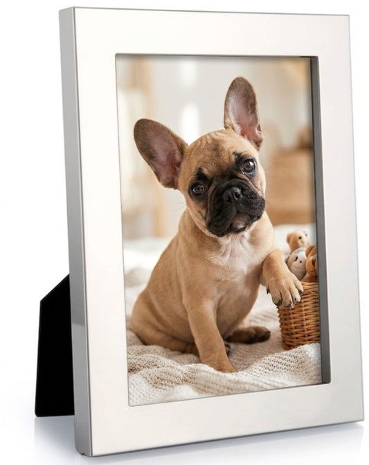 Montauk 5 inch x 7 inch photo frame with a bright metal finish and classic design, perfect for displaying cherished photos and can be personalized for a special touch.