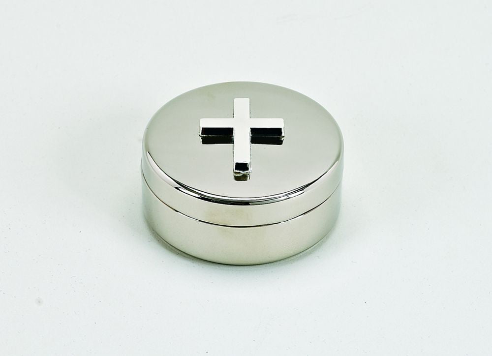 Round Covered Box With Cross On Lid