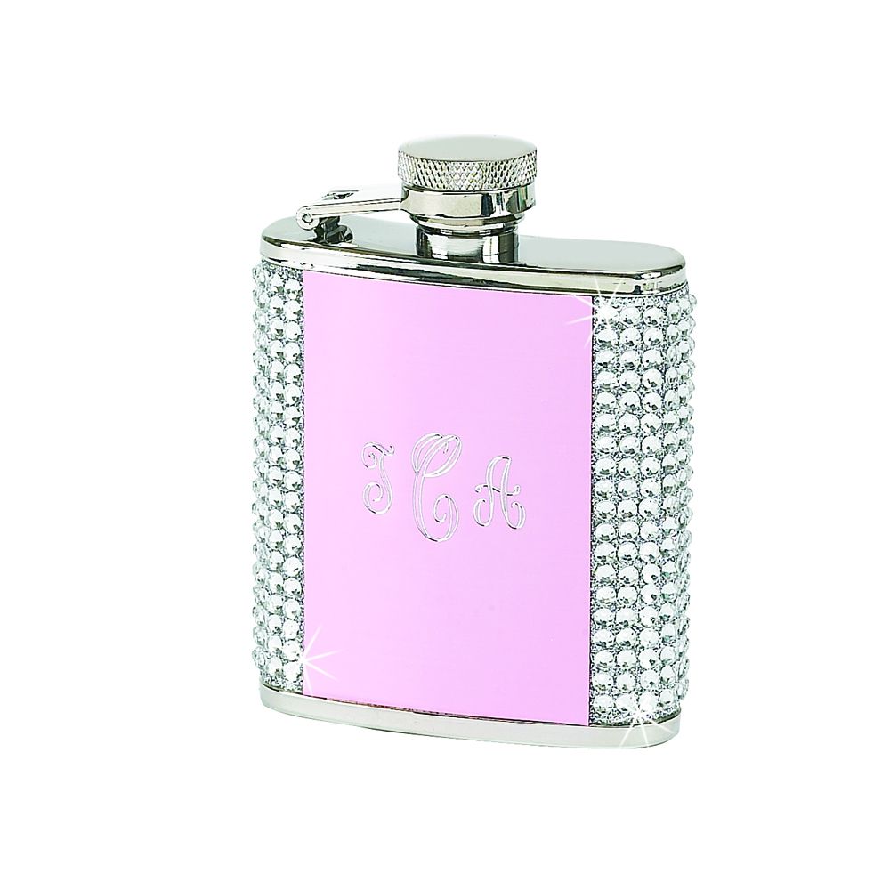 White Crystal Flask With Pink Panel