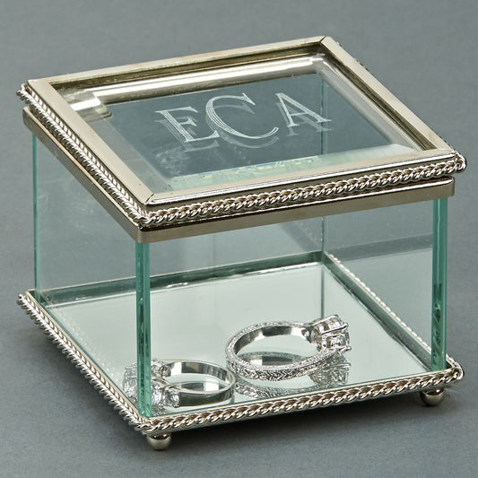 Square Glass Box With Hinged Cover, 3.25"