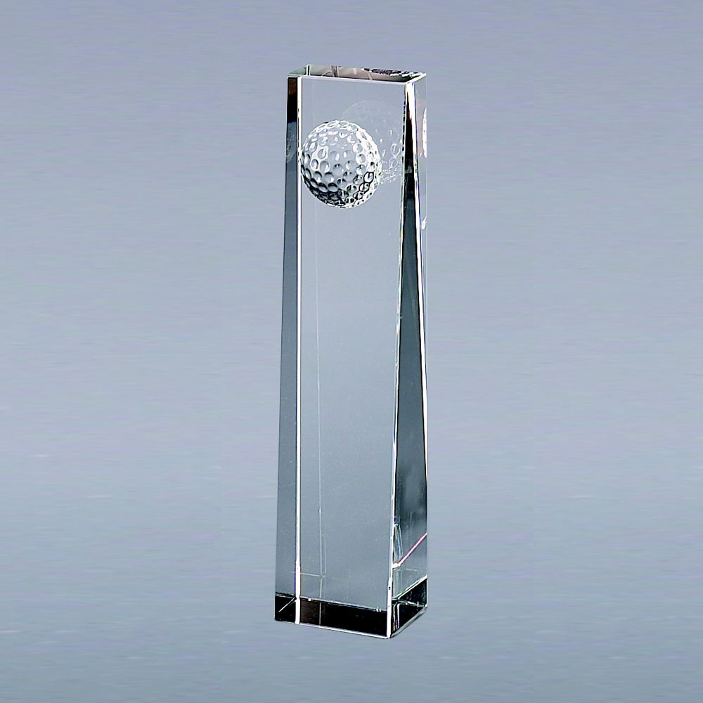 Optic Crystal Golf Ball Obelisk, 6.25"