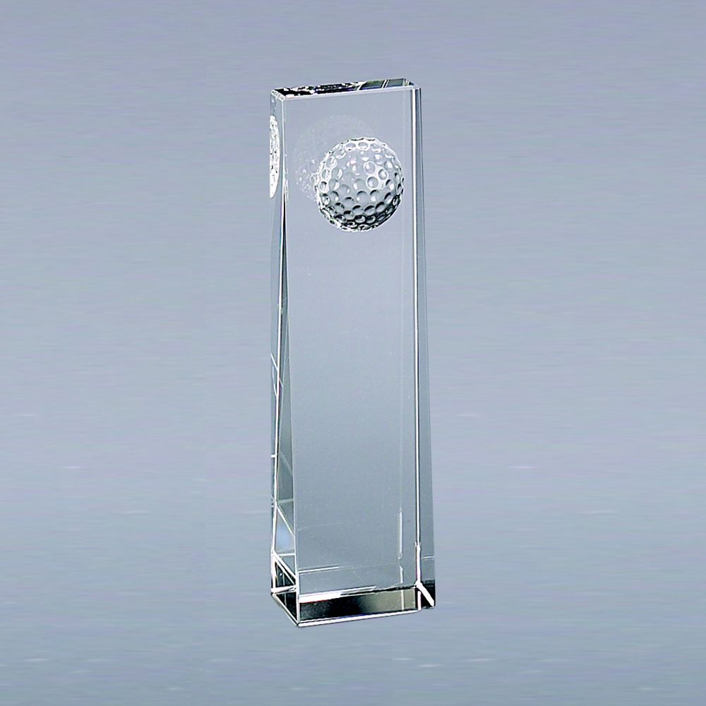 Optic Crystal Golf Ball Obelisk, 8.75"