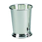 Silver-plated mini mint julep cup, 7 oz, with a rolled rim and elegant design, ideal for Derby celebrations, entertaining, and gifting. Measures 3.5 inches high.