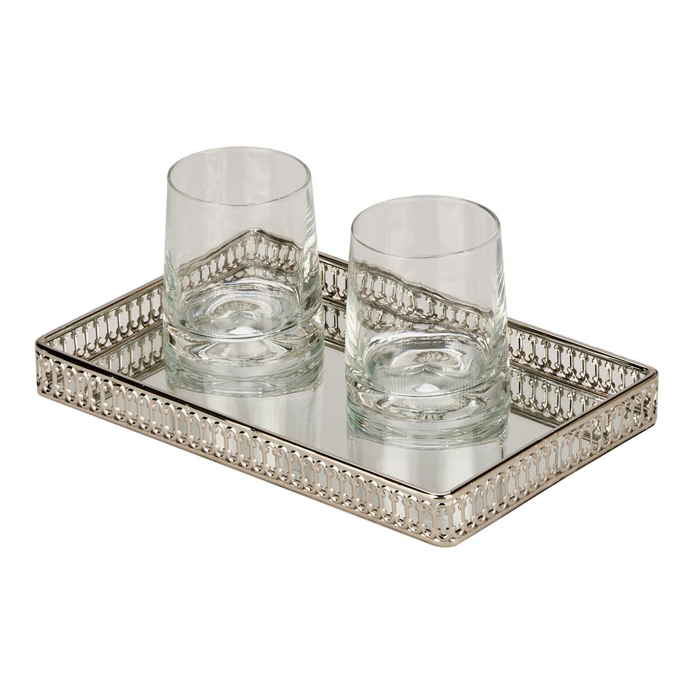 Vanity Gallery Tray With Mirror, 11" X 7" X 1.5"