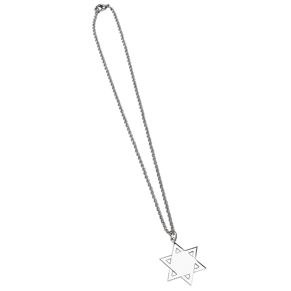 Stainless Steel 1.375" Star Of David Necklace With 18" Stainless Steel Chain