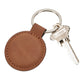 Leatherette Round Key Chain, Caramel 1.875" Diameter