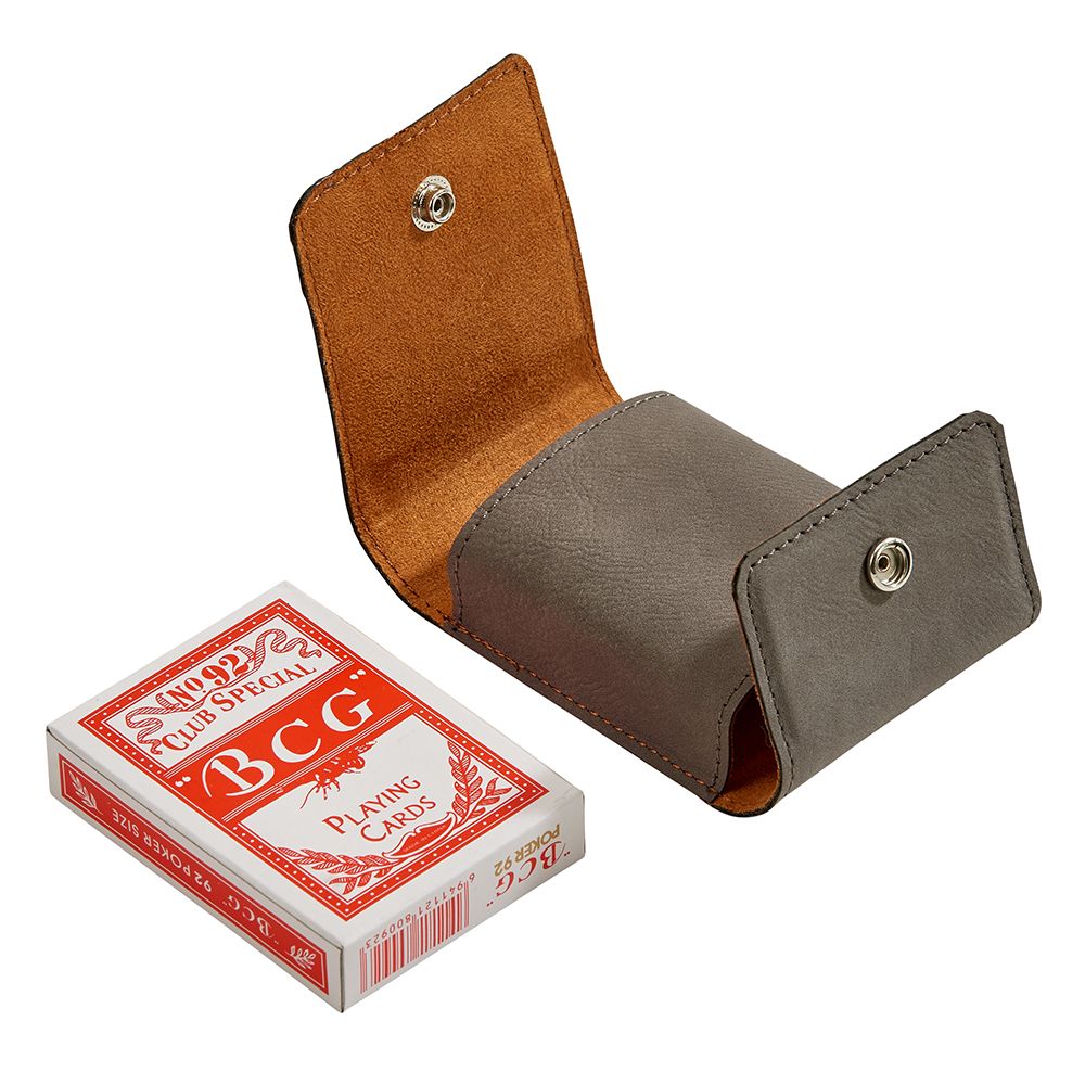 Leatherette Playing Cards Case,  Grey 3.75"