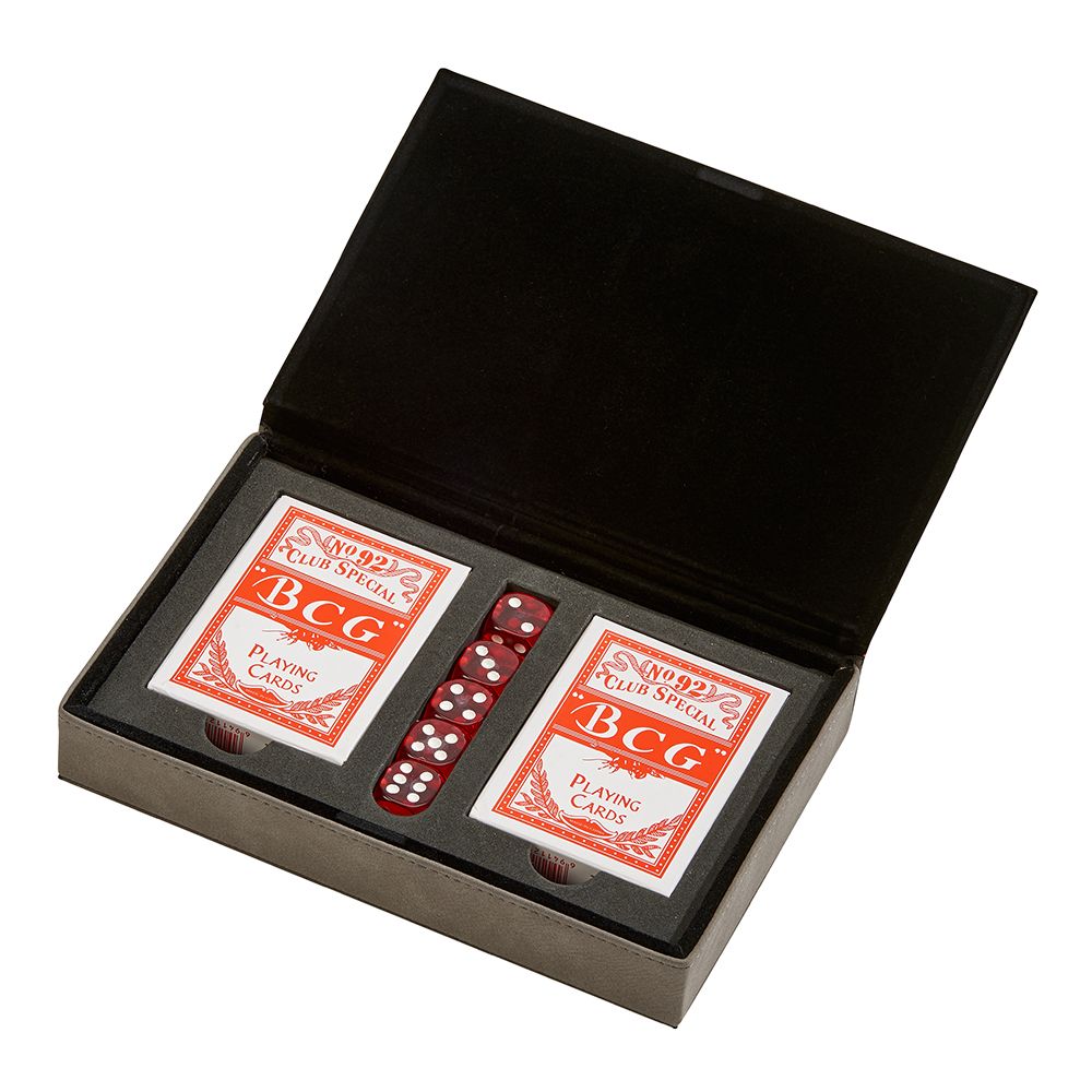 Leatherette 2 Card Deck Set, Grey 5" X 7.75"