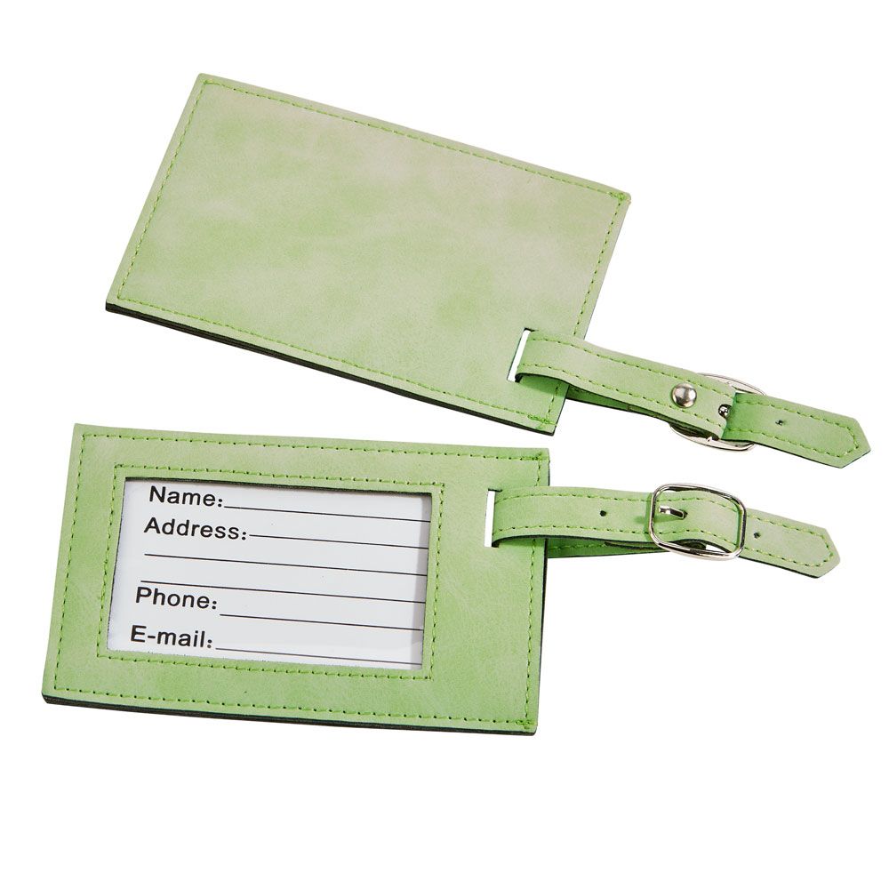 Lime Green Leatherette Luggage Tag
