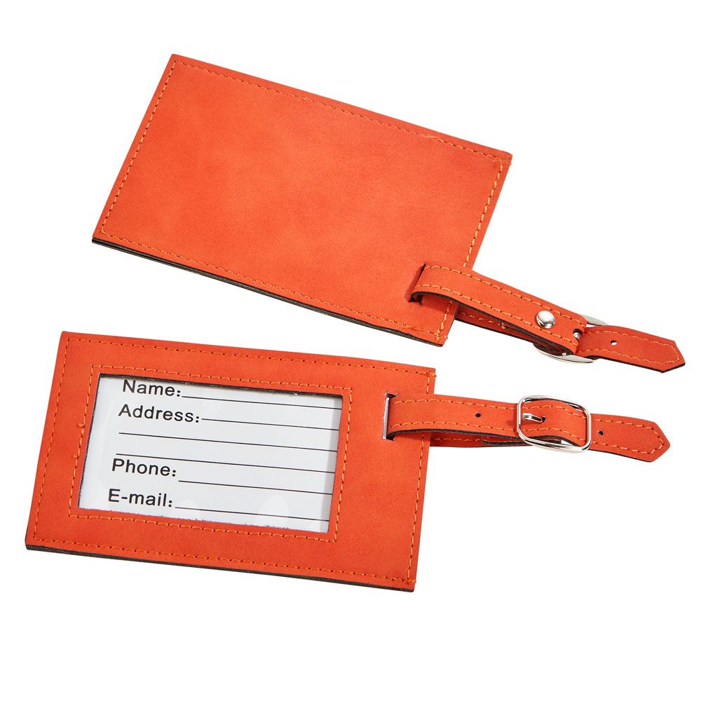 Orange Leatherette Luggage Tag
