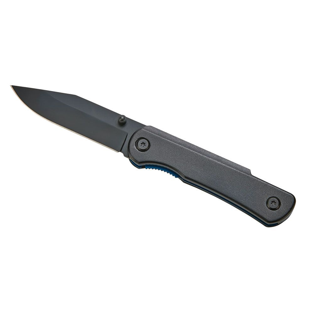 Black Pocket Knife With Blue Accents, 4" L