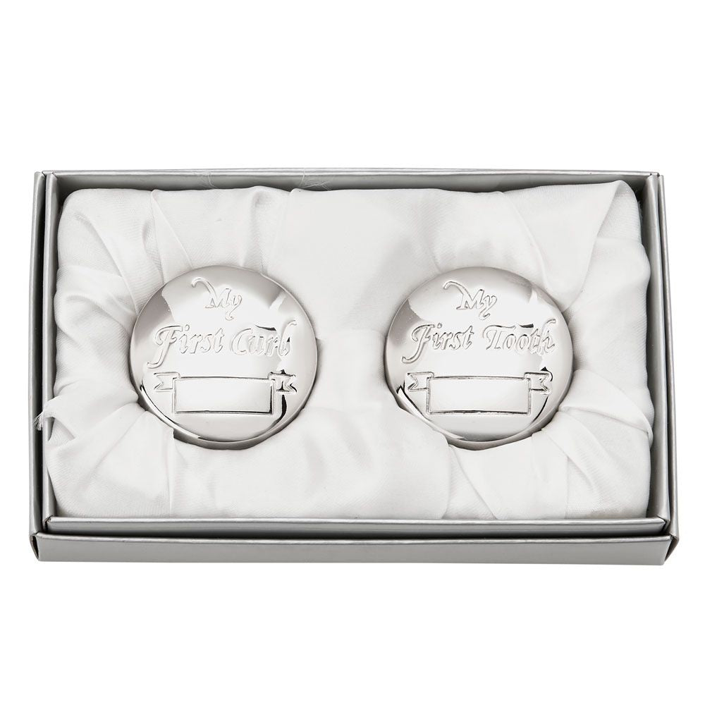 First Tooth & First Curl Round Silver Box Set