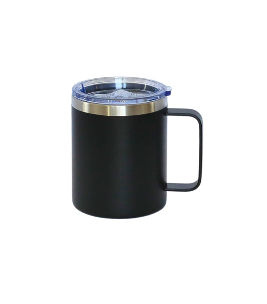 12 Oz Stainless Steel Travel Mug with Handle - Black
