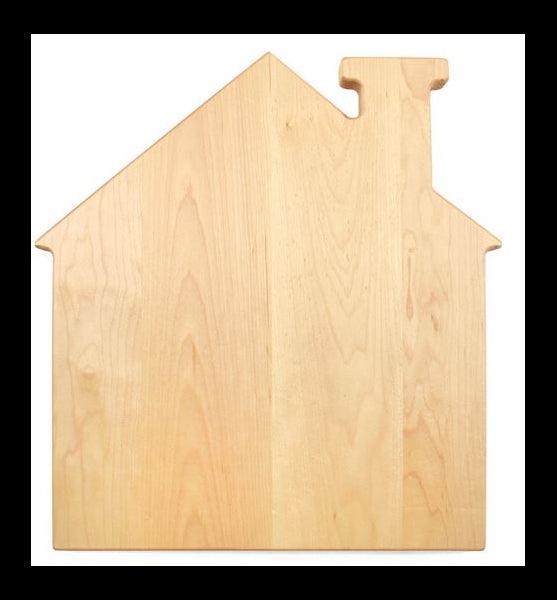 House Shaped Cutting Board, 13" x 14", Maple Finish Pine Wood